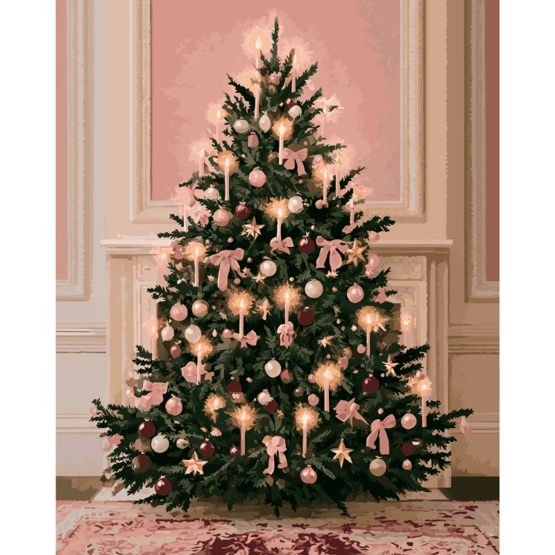 Pink Pastel Christmas Tree | Paint by Number