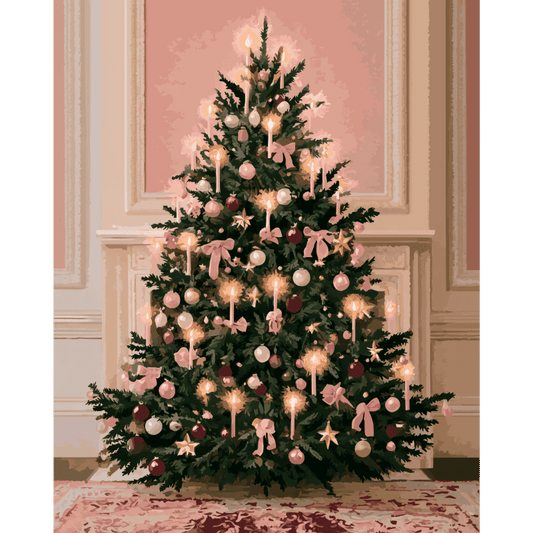 Pink Pastel Christmas Tree | Paint by Number