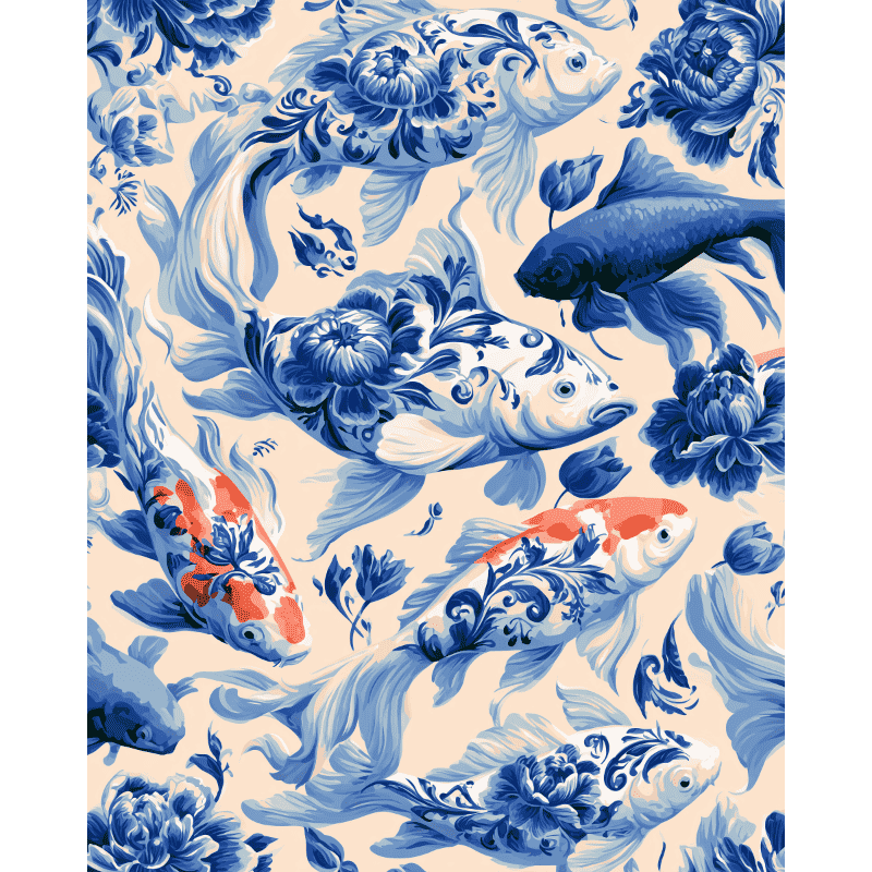 Koi & Porcelain Waves | Paint by Number