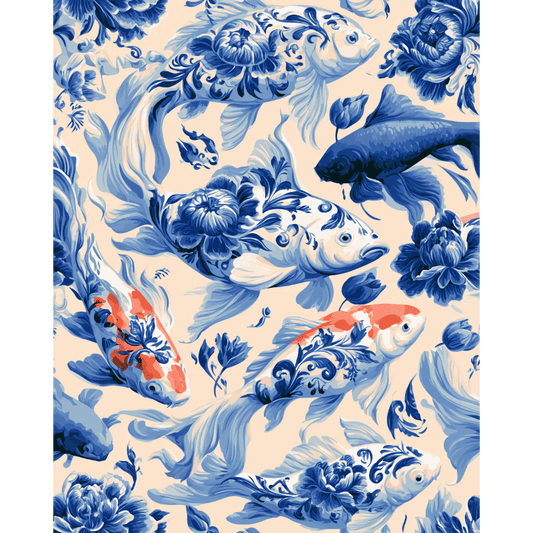 Koi & Porcelain Waves | Paint by Number