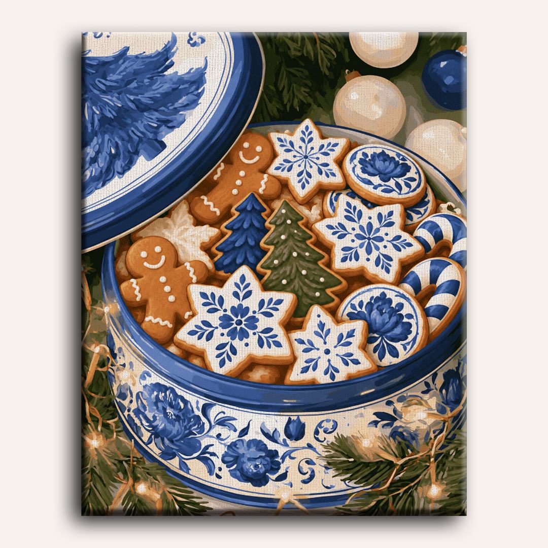 Lata de galletas azul de Delft | Pintar por números