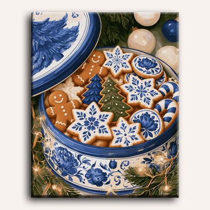 Lata de galletas azul de Delft | Pintar por números