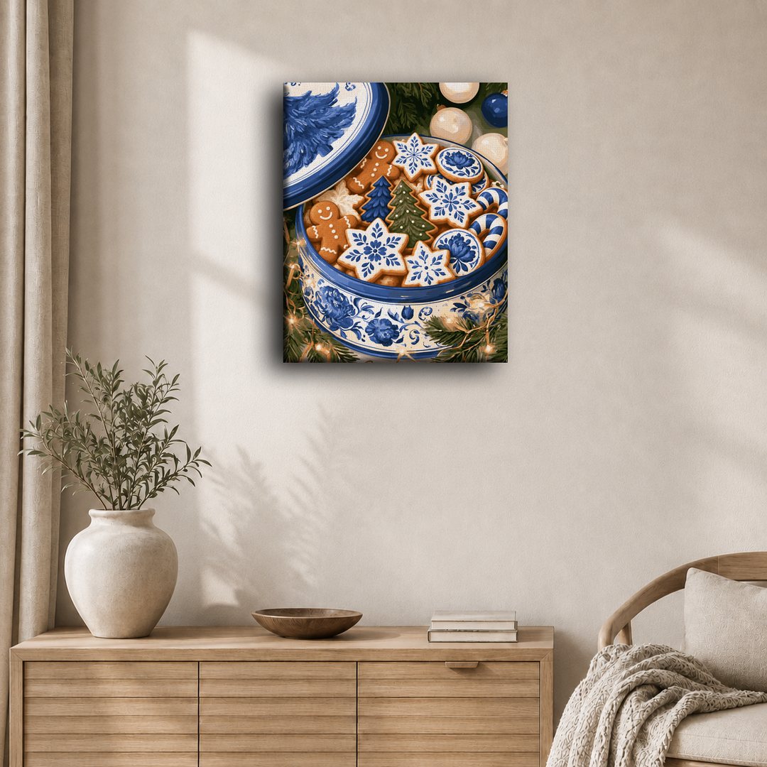 Lata de galletas azul de Delft | Pintar por números