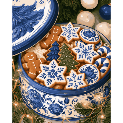 Lata de galletas azul de Delft | Pintar por números