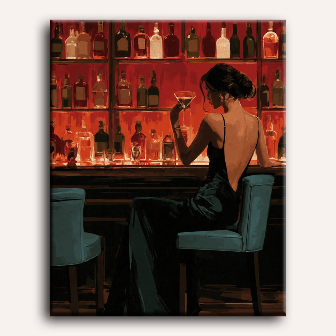 Dernier verre au fauteuil léopard | Peinture à numéros