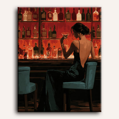 Dernier verre au fauteuil léopard | Peinture à numéros