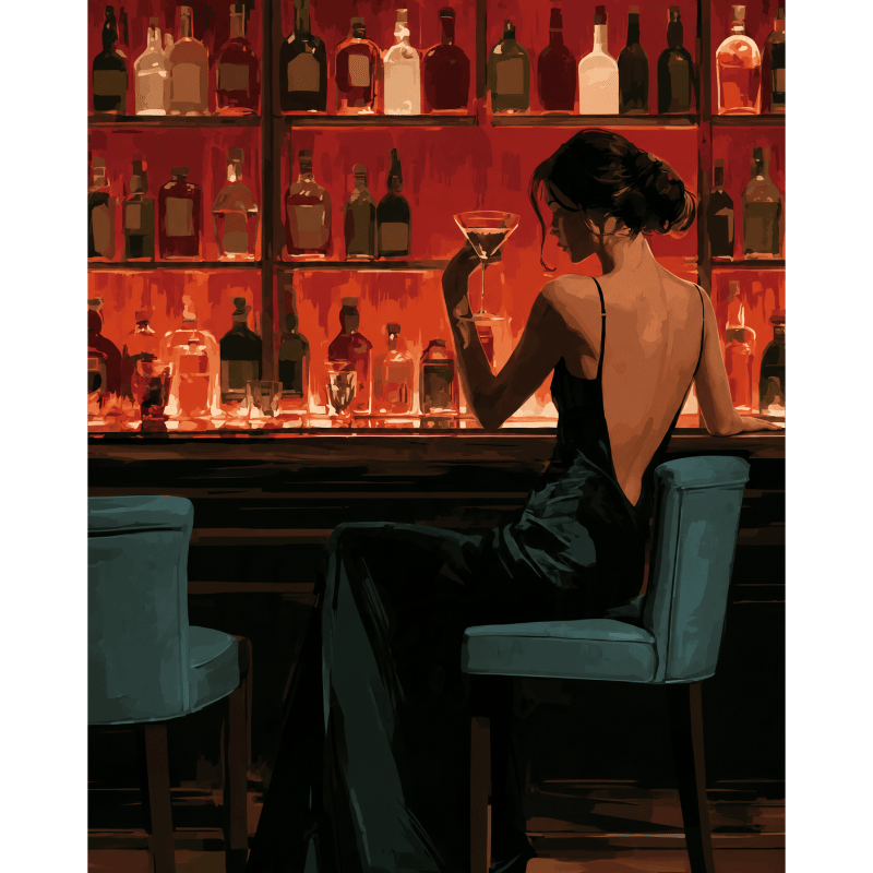 Dernier verre au fauteuil léopard | Peinture à numéros