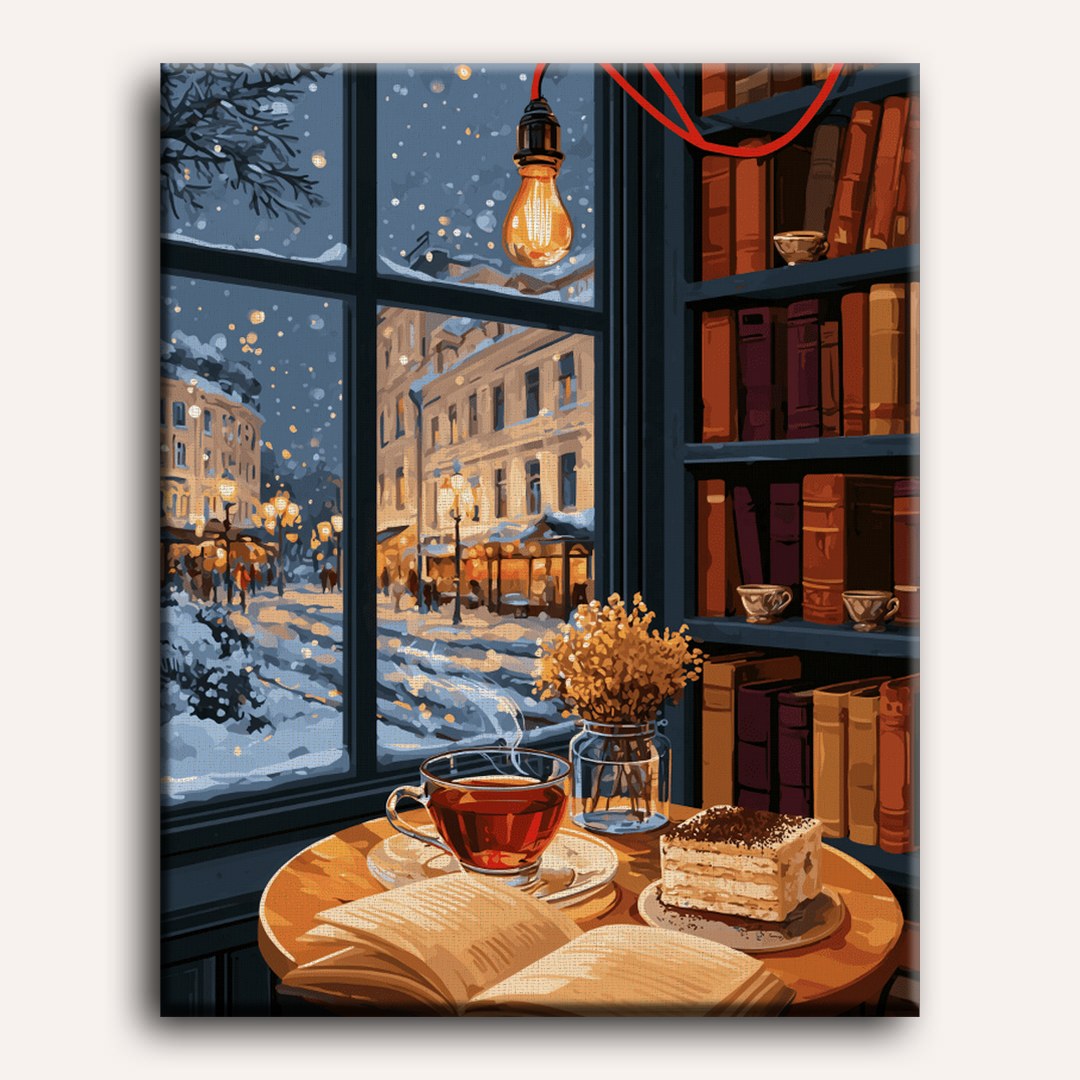 Té, pastel y nevada | Pintar por números