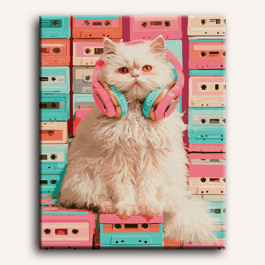 Retromixtape-kattunge | Måla efter nummer