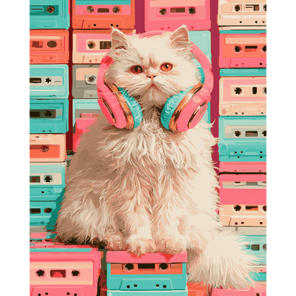 Retromixtape-kattunge | Måla efter nummer