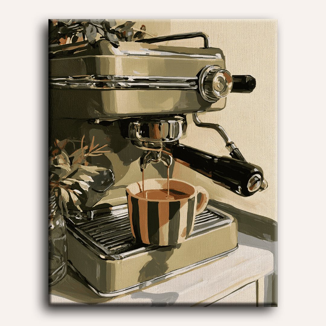 Vintageespresso som rinner | Måla efter nummer
