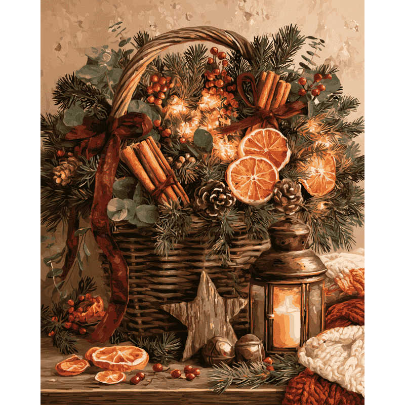 Panier de cannelle & agrumes | Peinture à numéros