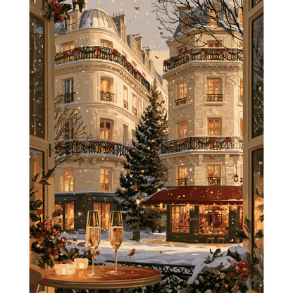 Snöfall på parisisk innergård | Måla efter nummer