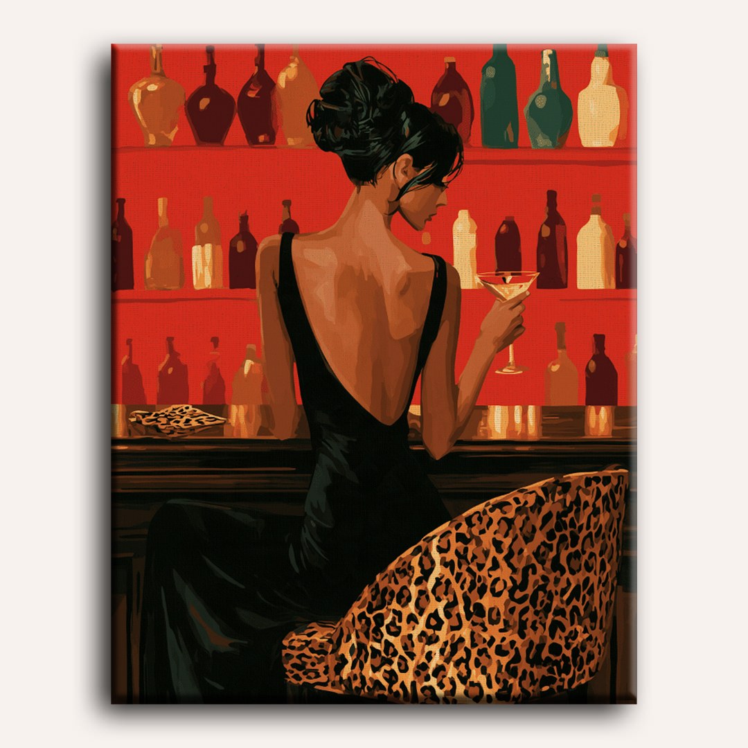 Barra roja, asiento de leopardo | Pintar por números