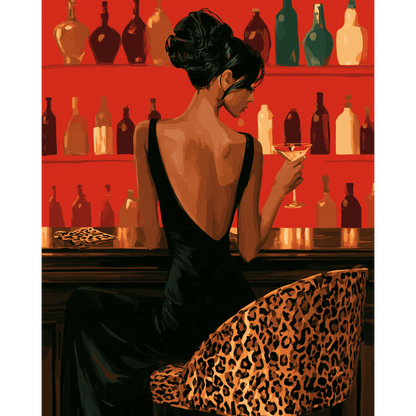 Barra roja, asiento de leopardo | Pintar por números
