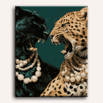 Rugissement émeraude & perles | Peinture à numéros
