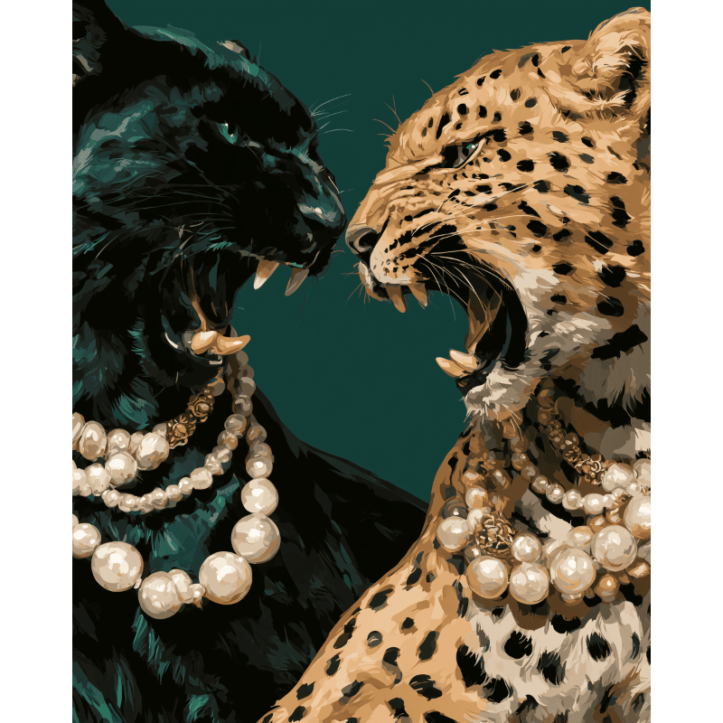 Rugissement émeraude & perles | Peinture à numéros