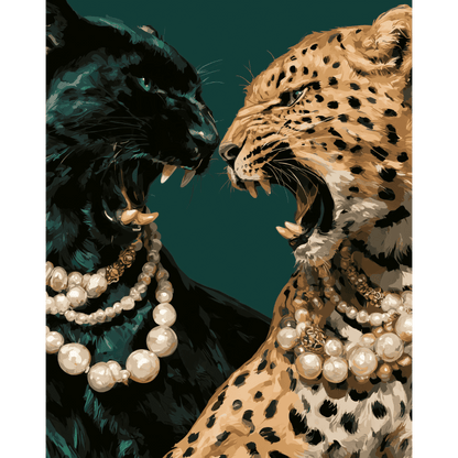 Rugissement émeraude & perles | Peinture à numéros