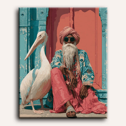 El sadhu y el pelícano | Pintar por números