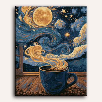 Nuit étoilée dans une tasse | Peinture à numéros