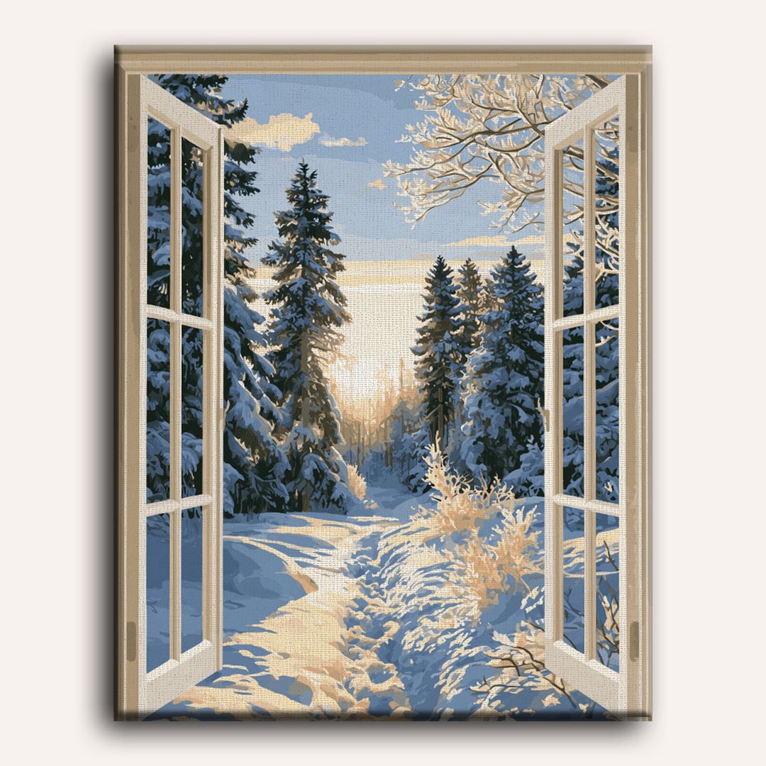 Finestra Aperta, Sentiero d'Inverno | Dipingi con i numeri