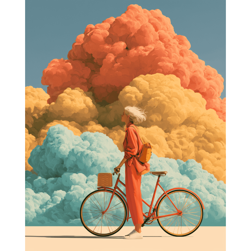 Vélo dans les nuages | Peinture à numéros