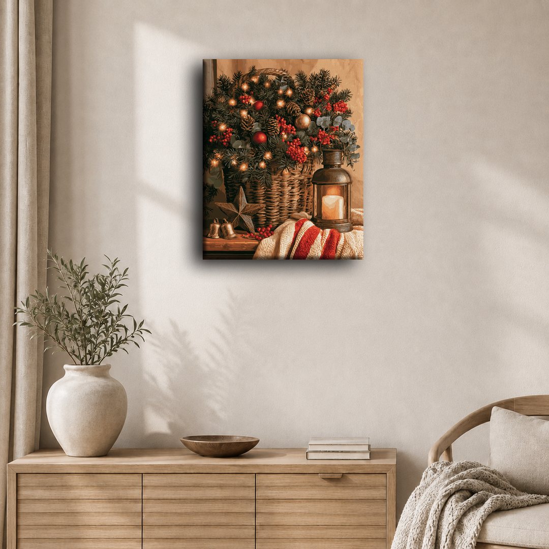 Panier à lanterne & baies | Peinture à numéros