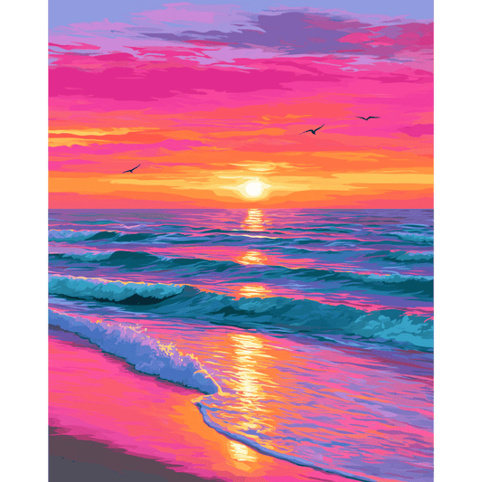 Volo al Tramonto sulle Onde | Dipingi con i numeri
