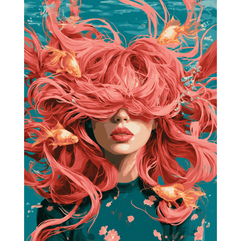 Capelli Rosa, Pinne Dorate | Dipingi con i numeri