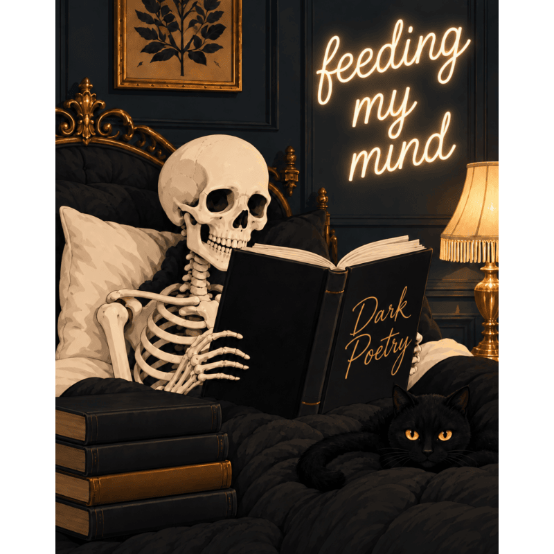 La lecture du soir du squelette | Peinture à numéros