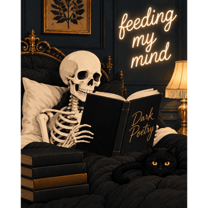 La lecture du soir du squelette | Peinture à numéros