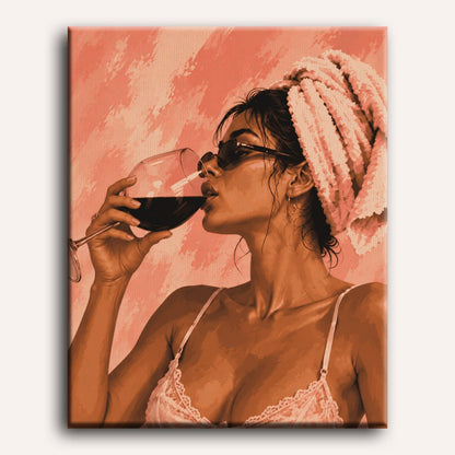 Red Wine, Wrapped in Pink | Paint by Number