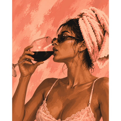 Red Wine, Wrapped in Pink | Paint by Number