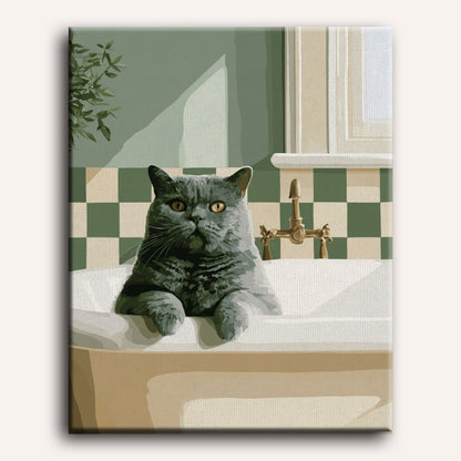 El mirador del gato en la bañera | Pintar por números