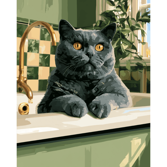 Chat au bord du lavabo | Peinture à numéros