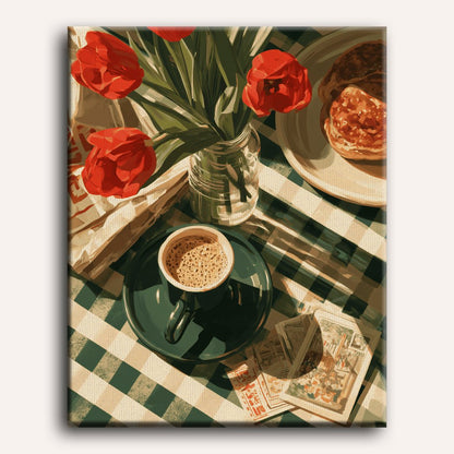 Tulpaner & morgonkaffe | Måla efter nummer