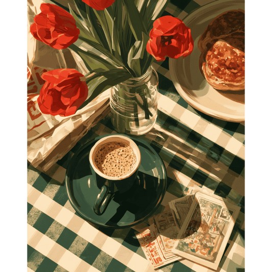 Tulipes & café du matin | Peinture à numéros