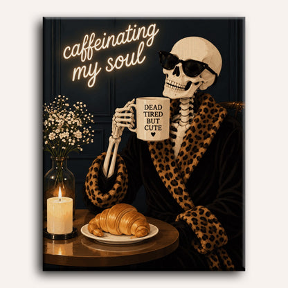 Le rituel café du squelette | Peinture à numéros