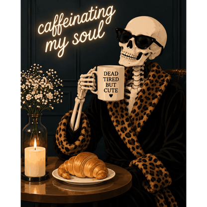 Le rituel café du squelette | Peinture à numéros