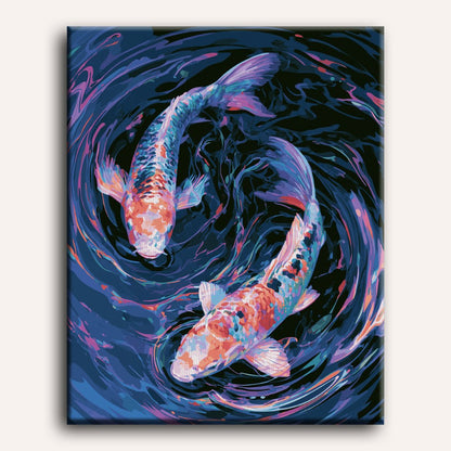Carpes dans le courant | Peinture à numéros