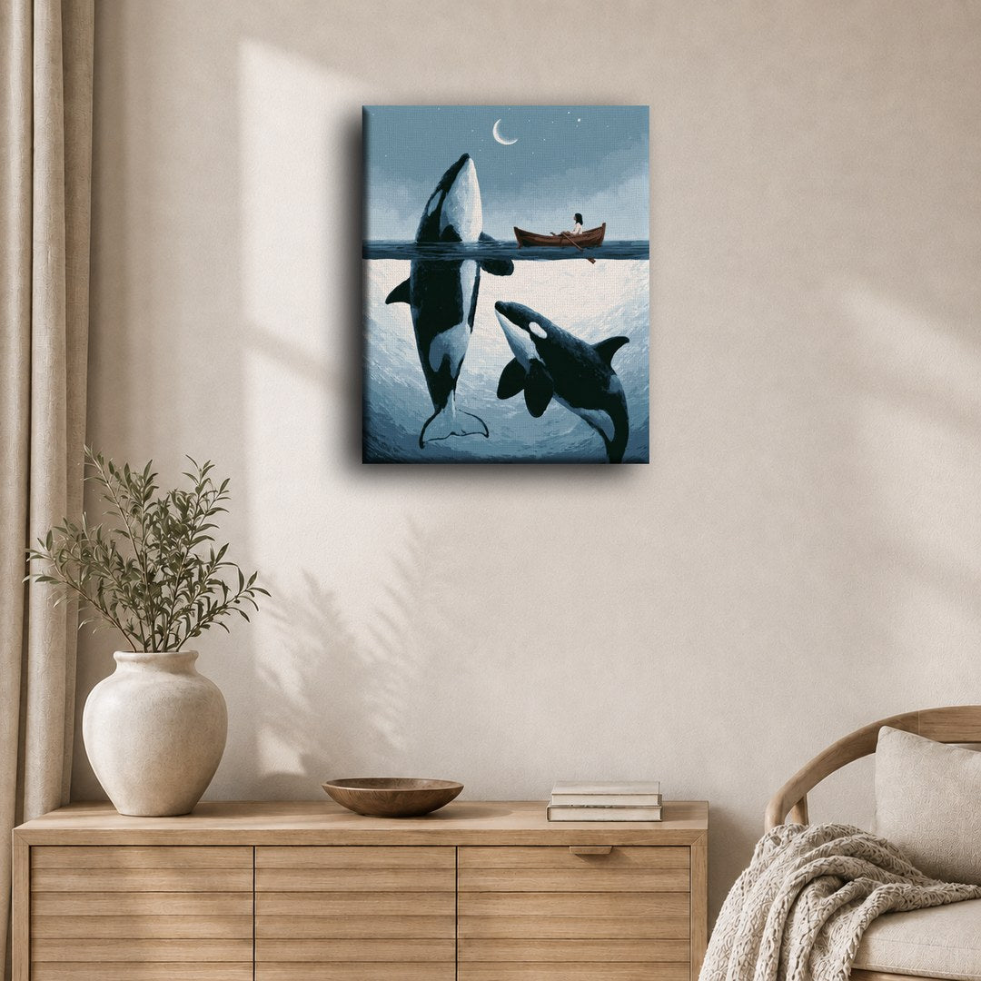 Orcas by Moonlight | Paint by Number