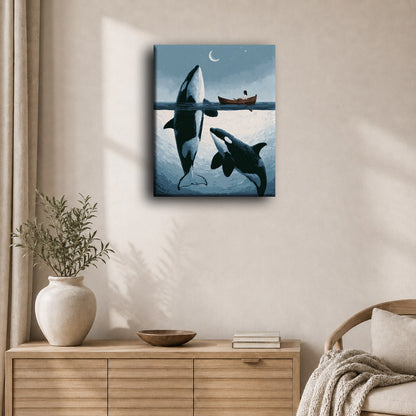 Orcas by Moonlight | Paint by Number