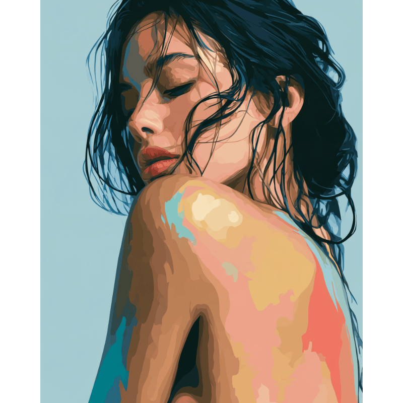 Hombro pintado, mirada serena | Pintar por números