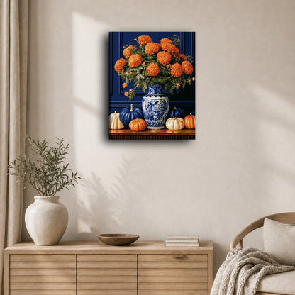Crisantemos y calabazas | Pintar por números