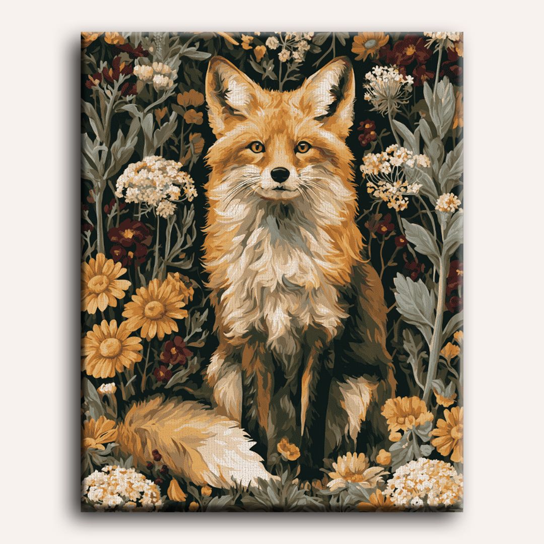 Renard parmi les fleurs sauvages | Peinture à numéros