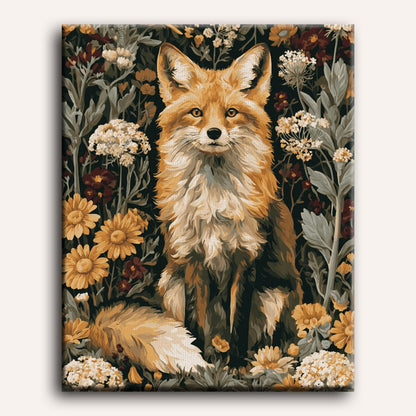 Renard parmi les fleurs sauvages | Peinture à numéros