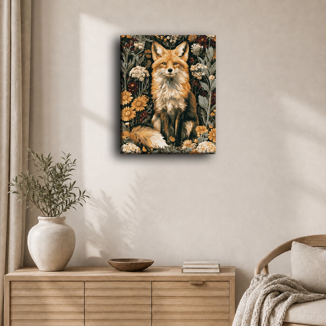 Renard parmi les fleurs sauvages | Peinture à numéros