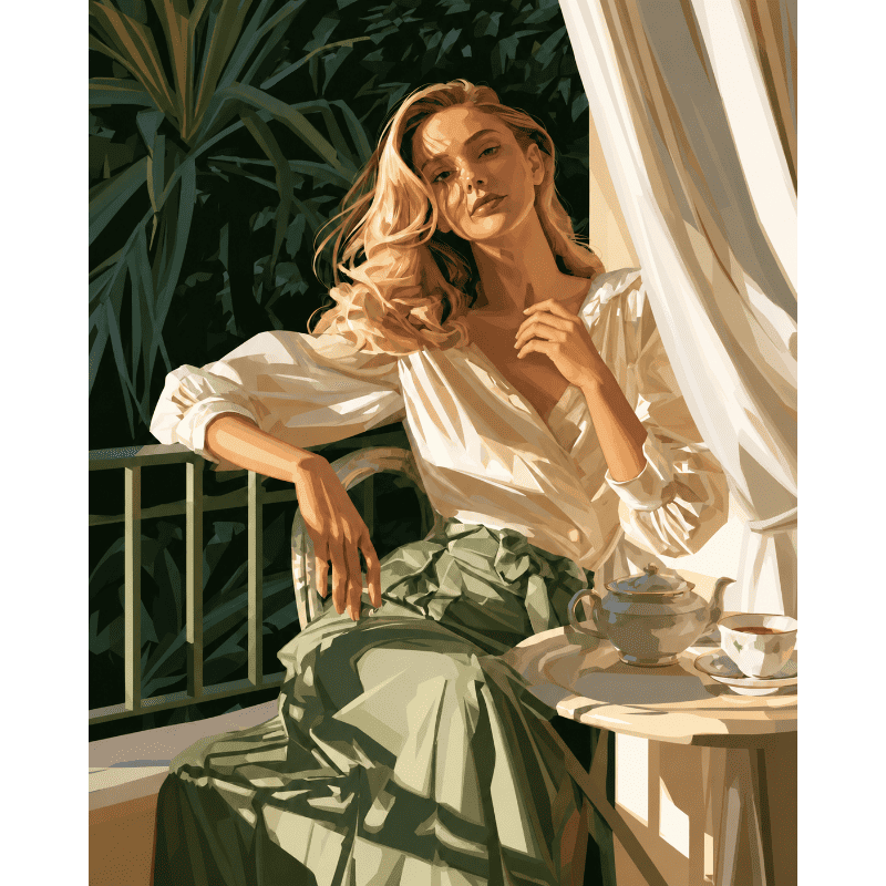 Lino e Tè in Veranda | Dipingi con i numeri