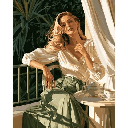 Lino e Tè in Veranda | Dipingi con i numeri