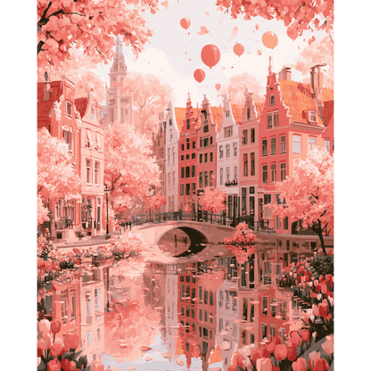 Rosy Canal Reflections | Paint by Number